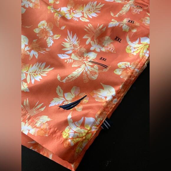 NAUTICA Orange Floral Performance Swim Trunks sz XXL (NWT) - Picture 2 of 6